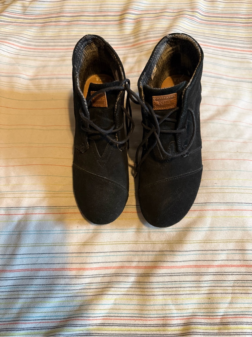 Toms Black Lace-Up Ankle Boots